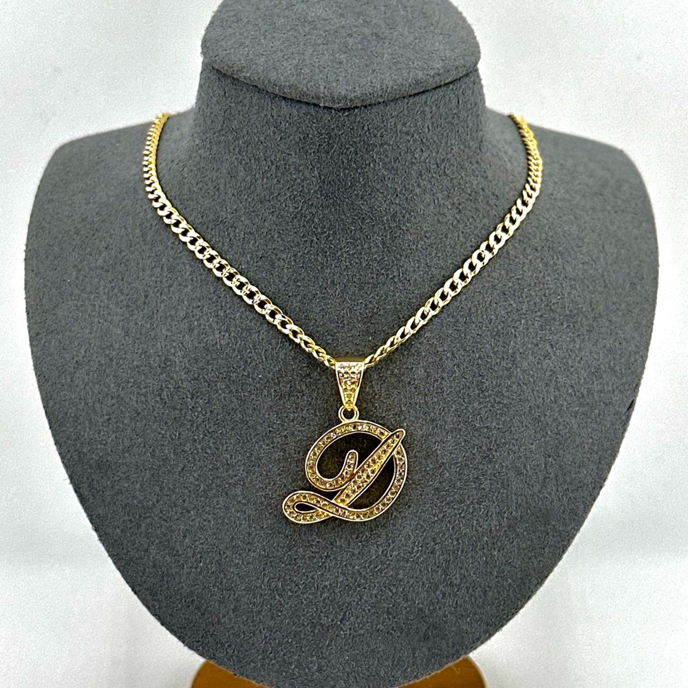 18K Gold Plated over 925 Solid Sterling Silver "D" Letter Necklace